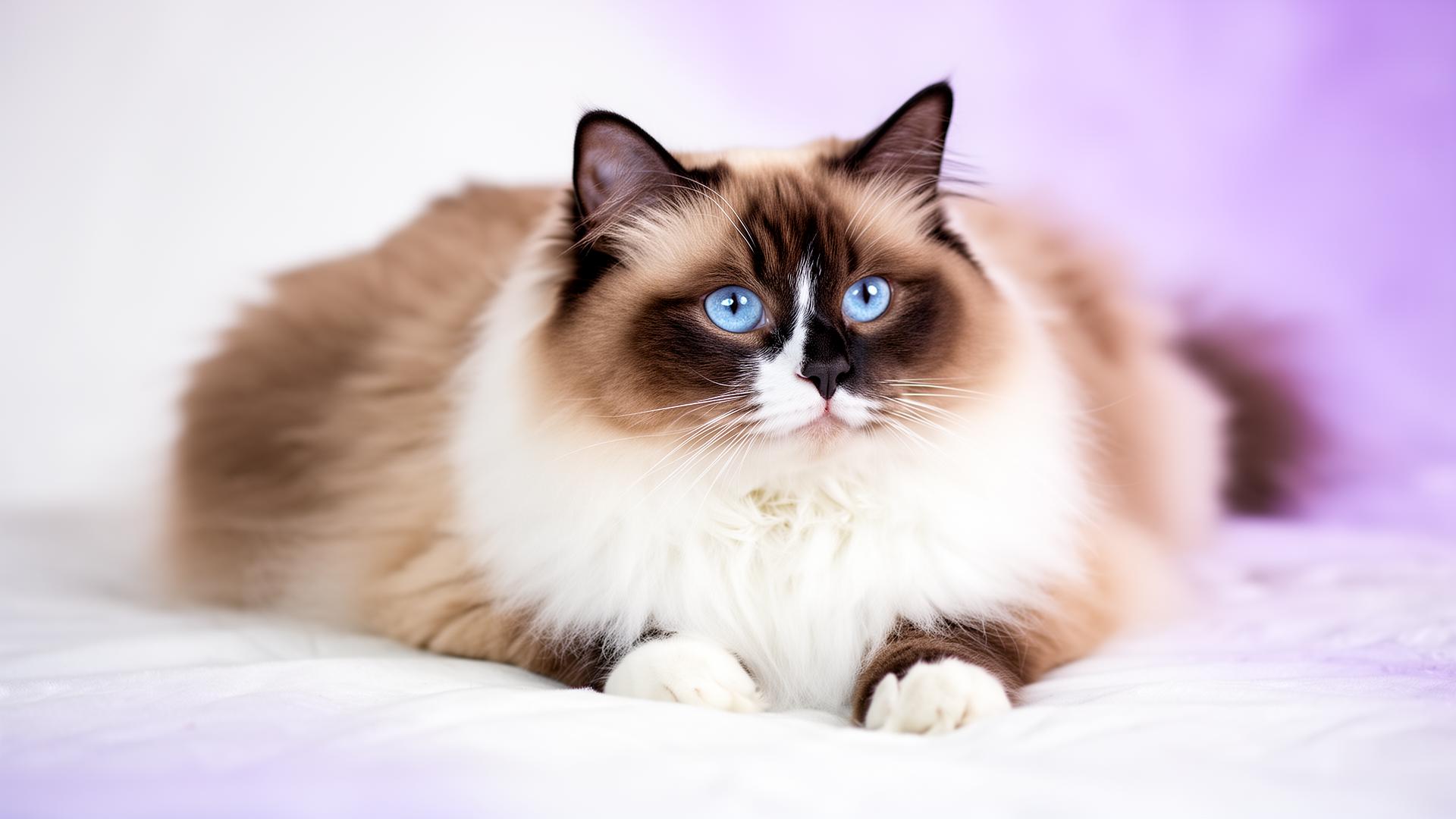 Gato Ragdoll seal bicolor con ojos azules en criadero Ragdoll Colombia